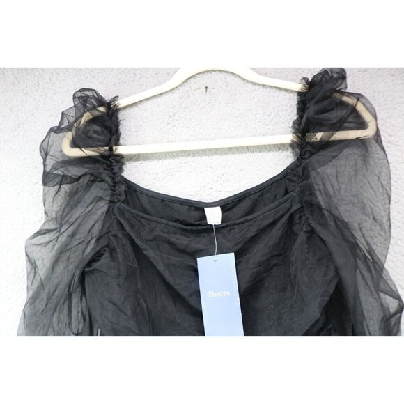 Floerns Black Long Sleeves Mesh Bodysuit-XL-Whimsigoth-Witchy-New w/Tags - Picture 5 of 14